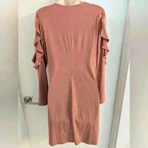 Express Mauve Bodycon Ruffle and Lace Sleeve Dress Size M - Picture 2 of 12